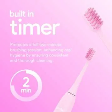 HISMILE Electric Toothbrush, 3 Brushing Modes, Smart Timer, Rechargeable Electric Tooth Brush for Adults and Children, Soft-Tapered Bristles, Mode Memory (Pink)