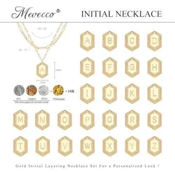 MEVECCO Dainty Gold Initial Necklace for Women 18K Gold Plated Layered Paperclip Link Chain Necklace Personalized Cute Hexagon Letters for Women Everyday Wear Jewelry