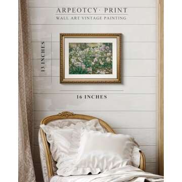 ARPEOTCY Vintage Gold Framed Wall Art, 13x16 inch Flower Scenery Retro Paintings, Floral Canvas Prints Artwork with Antique Frame, Victorian Wall Picture Decor for Room Gallery Living Room