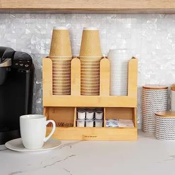 Mind Reader Cup and Condiment Station for Organized Coffee Bars
