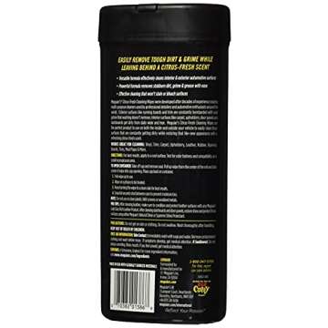 Meguiar's Citrus-Fresh Cleaning Wipes - Multi-Surface Wipes Removes Dirt, Grease, and Grime on a Variety of Surfaces Inside and Out - Citrus Scented Wipes that Make for Convenient Cleaning, 30 Wipes