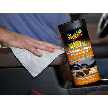 Meguiar's Citrus-Fresh Cleaning Wipes - Multi-Surface Wipes Removes Dirt, Grease, and Grime on a Variety of Surfaces Inside and Out - Citrus Scented Wipes that Make for Convenient Cleaning, 30 Wipes
