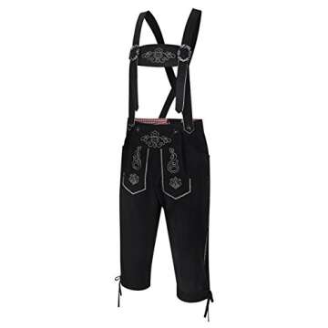 KOJOOIN Lederhosen Men German Bavarian Oktoberfest Leather Trousers Costume Black L
