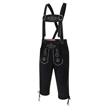 KOJOOIN Lederhosen Men German Bavarian Oktoberfest Leather Trousers Costume Black L
