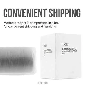Lucid 4 Inch Mattress Topper Twin – Memory Foam – Bamboo Charcoal Infusion – Cooling Ventilation – Hypoallergenic – CertiPur Certified Foam