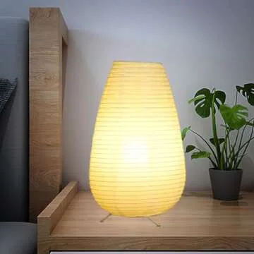 Bedside Table Lamp Paper and Standing Lamp Room Decoration Festival Lantern Light Nightstand Desk Lamp Bedroom Dresser Living Kids Room College Dorm Coffee (White, 15.35"x8.66"x8.66")