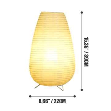 Bedside Table Lamp Paper and Standing Lamp Room Decoration Festival Lantern Light Nightstand Desk Lamp Bedroom Dresser Living Kids Room College Dorm Coffee (White, 15.35"x8.66"x8.66")