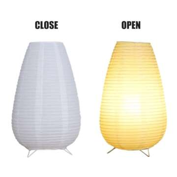 Bedside Table Lamp Paper and Standing Lamp Room Decoration Festival Lantern Light Nightstand Desk Lamp Bedroom Dresser Living Kids Room College Dorm Coffee (White, 15.35"x8.66"x8.66")