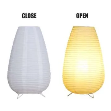 Bedside Table Lamp Paper and Standing Lamp Room Decoration Festival Lantern Light Nightstand Desk Lamp Bedroom Dresser Living Kids Room College Dorm Coffee (White, 15.35"x8.66"x8.66")