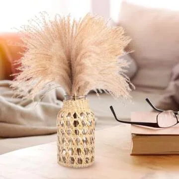 Cabilock Handwoven Glass Flower Vase for Home Office Decor