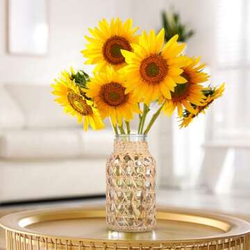 Cabilock Handwoven Glass Flower Vase for Home Office Decor