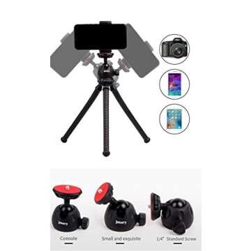 JMARY MT-25 - Table Top Mini Portable Flexible Tripod Stand for Mobile Phones and DSLR & Digital Cameras - Coming with Universal Mobile Phone Holder (MT-25-BLK)
