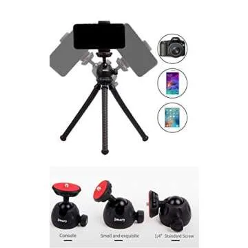 JMARY MT-25 - Table Top Mini Portable Flexible Tripod Stand for Mobile Phones and DSLR & Digital Cameras - Coming with Universal Mobile Phone Holder (MT-25-BLK)