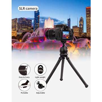 JMARY MT-25 - Table Top Mini Portable Flexible Tripod Stand for Mobile Phones and DSLR & Digital Cameras - Coming with Universal Mobile Phone Holder (MT-25-BLK)