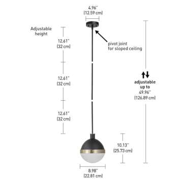 Globe Electric Black & Brass Pendant Light for Home