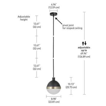 Globe Electric Black & Brass Pendant Light for Home