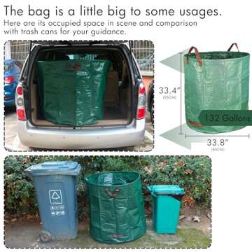 Gardzen 2-Pack 132 Gallon Yard Waste Bags, Reusable Heavy Duty Collapsible Garden Leaf Bags with Pla...
