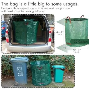 Gardzen 2-Pack 132 Gallon Yard Waste Bags, Reusable Heavy Duty Collapsible Garden Leaf Bags with Pla...