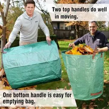 Gardzen 2-Pack 132 Gallon Yard Waste Bags, Reusable Heavy Duty Collapsible Garden Leaf Bags with Plastic Ring, Stand-Up Yard Waste Bin for Leaves, Lawn Debris & Grass Clippings