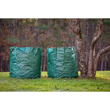 Gardzen 2-Pack 132 Gallon Yard Waste Bags, Reusable Heavy Duty Collapsible Garden Leaf Bags with Plastic Ring, Stand-Up Yard Waste Bin for Leaves, Lawn Debris & Grass Clippings