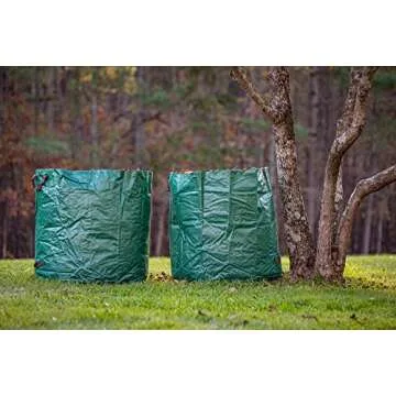 Gardzen 2-Pack 132 Gallon Yard Waste Bags, Reusable Heavy Duty Collapsible Garden Leaf Bags with Plastic Ring, Stand-Up Yard Waste Bin for Leaves, Lawn Debris & Grass Clippings