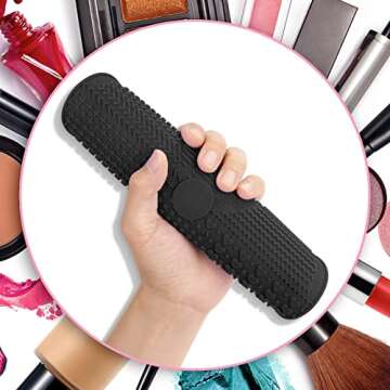 Makeup Brush Cleaner Mat Silicone Brush Cleaning Mat Big Size Make Up Brush Clean Pad with Suction Cup for Makeup Brush Cleaning (Black)