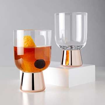 Elegant Viski Copper Footed Cocktail Tumblers Set of 2