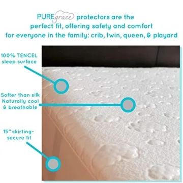 PUREgrace Tencel Queen Mattress Protector - Waterproof and Noiseless