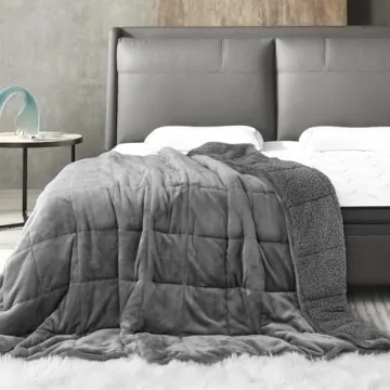 Sivio Sherpa Fleece Weighted Blanket for Adult, 15 lbs Heavy Fuzzy Throw Blanket with Soft Plush Flannel, Reversible Twin-Size Super Soft Extra Warm Cozy Fluffy Blanket, 48x72 Inches Dual Sided Grey