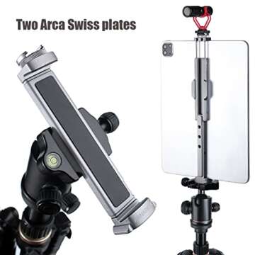 ARNARKOK Metal Tablet Tripod Mount, 7.9-12.9in Ipad Holder, Rotatable Cold Shoe, 2 Acra Swiss QR Bra...