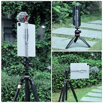 ARNARKOK Metal Tablet Tripod Mount, 7.9-12.9in Ipad Holder, Rotatable Cold Shoe, 2 Acra Swiss QR Bracket, Universal Tablet Mount for Video Recording