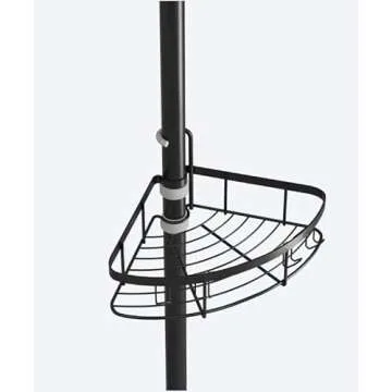 SEIRIONE Rustproof Shower Corner Caddy Organizer for Bathroom,4 Shower Racks for Storage Bathtub Shampoo, Available for 39.2 to 113 Inch Height