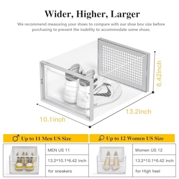 Kuject X-Large Shoe Storage Organizers - Stackable & Clear