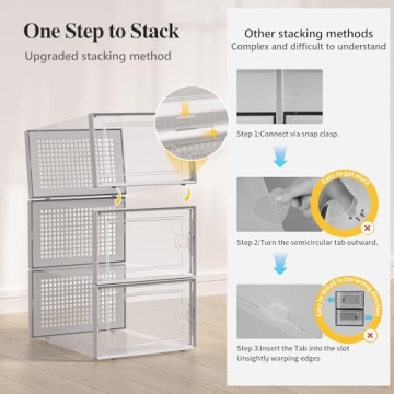 Kuject X-Large Shoe Storage Organizers - Stackable & Clear