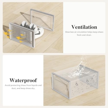 Kuject X-Large Shoe Storage Organizers - Stackable & Clear