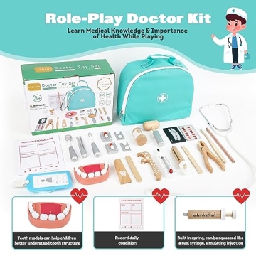 Interactive Wooden Dentist Toy Set for Kids 3-6 Years