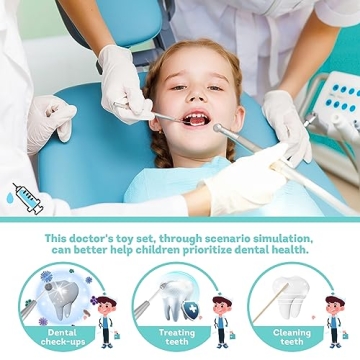 Interactive Wooden Dentist Toy Set for Kids 3-6 Years