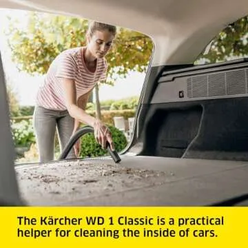 Kärcher WD 1 Classic Multi-Purpose 4 Gallon Wet-Dry Shop Vacuum Cleaner with Floor Nozzle, Crevice Nozzle, Blower Feature, Compact Space-Saving Design, 900W