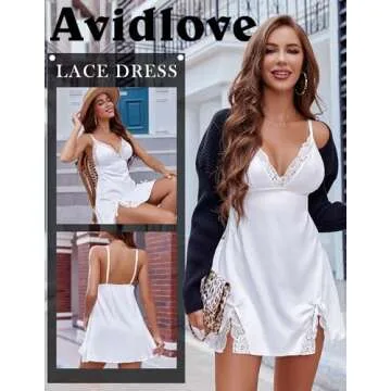 Avidlove Bridal Lace Mini Dress Nightgown - Elegant Lingerie