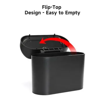 Car Trash Can with Lid, Mini Auto Dustbin Garbage Organizer[NO Roll Plastic Trash Bag], Automotive Garbage Container Bin for Vehicle, Home, Office -Black