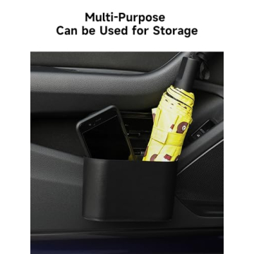 Car Trash Can with Lid, Mini Auto Dustbin Garbage Organizer[NO Roll Plastic Trash Bag], Automotive Garbage Container Bin for Vehicle, Home, Office -Black