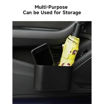 Car Trash Can with Lid, Mini Auto Dustbin Garbage Organizer[NO Roll Plastic Trash Bag], Automotive Garbage Container Bin for Vehicle, Home, Office -Black