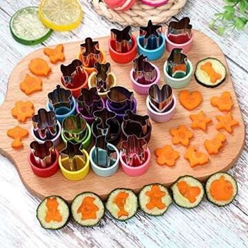 MUYIYAMEI Vegetable Cutter Shape Set, Mini Cookie Cutters,Biscuit Cutter to Decorate Food, Children's Baking and Food Supplement tool Accessories Kitchen Crafts, (20PCS+20Fork)