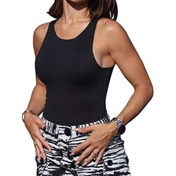 YFANG Women's Sexy High Neck Bodysuit for Casual Chic