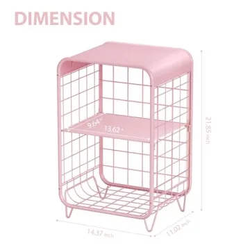 APEXCHASER Cute Pink Nightstand - 3 Tier Storage Solution