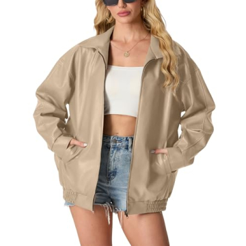 Chic Oversized Faux Leather Motorcycle Jacket for Women