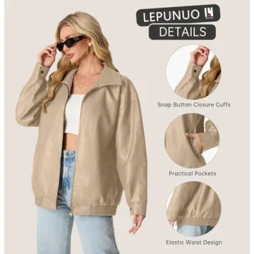 Chic Oversized Faux Leather Motorcycle Jacket for Women