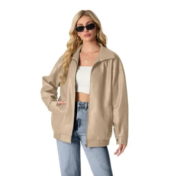 Chic Oversized Faux Leather Motorcycle Jacket for Women