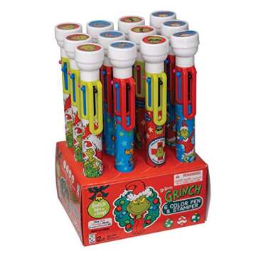 Raymond Geddes Dr. Seuss Grinch 6-Color Pens with Stamper - Pack of 12