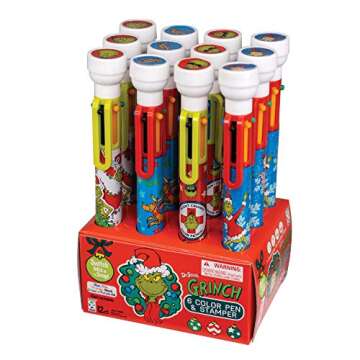 Raymond Geddes Dr. Seuss Grinch 6-Color Pens with Stamper - Pack of 12